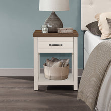 Lancaster Farmhouse Oak Top 1 Drawer Nightstand, Set of 2, Ivory