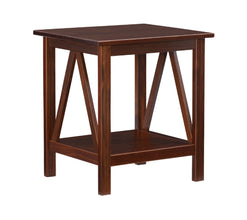 Linon Moreland Solid Wood End Table with Shelf, Antique Tobacco Finish