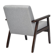 Gymax Fabric Armchair Wooden Upholstered Accent Chair Home Office Light Gray