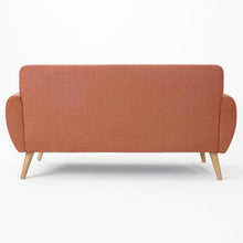 Noble House Abitha Fabric Tufted Sofa, Burnt Orange, Natural Oak