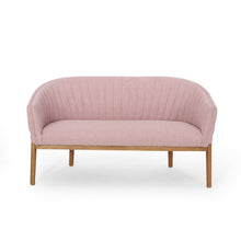 Noble House Nickolas Mid Century Fabric Upholstered Loveseat, Light Blush