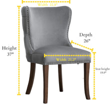 Clihome  Set of 2 Upholstered Solid Wood Wing-Back Dining Chair