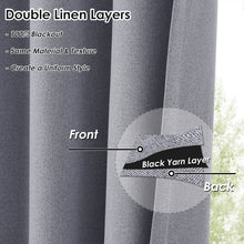 Melodieux Linen-textured Blackout Room-Darkening Thermal Insulated Curtains