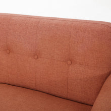Noble House Abitha Fabric Tufted Sofa, Burnt Orange, Natural Oak