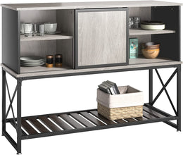 Bestier 44-inch Kitchen Sideboard Storage Cabinet with Drawers and Open Shelf Grey