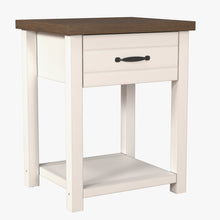 Lancaster Farmhouse Oak Top 1 Drawer Nightstand, Set of 2, Ivory