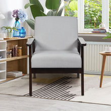 Gymax Fabric Armchair Wooden Upholstered Accent Chair Home Office Light Gray