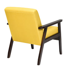 Gymax Fabric Armchair Wooden Upholstered Accent Chair Home Office Yellow