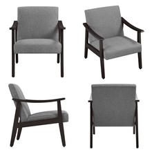 Alden Design Mid-Century Modern Accent Chair with Wooden Frame, Dark Gray Fabric