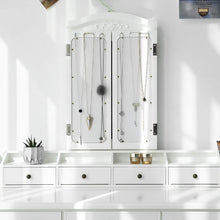 Vasagle Vanity Makeup Set with 7 Drawers, 2 Brush Slots and 4 Open Compartments, Dressing Table with Tri-Fold Necklace Hooked Mirror, Solid Wood Legs, Cushioned Stool, White