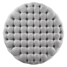 Modway Amour Tufted Button Large Round Performance Velvet Ottoman in Light Gray