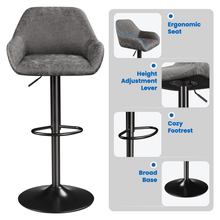 SMILE MART 2pcs Vintage Adjustable PU Leather Bar Stools with Backrest, Grey