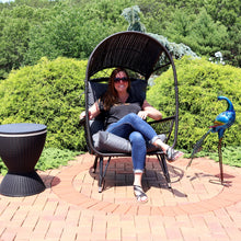 Sunnydaze Shaded Comfort Wicker Outdoor Egg Chair with Legs - 56.5