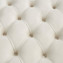 Weston Home Oddie Gold Finish Velvet Button Tufted Round Ottoman, Beige