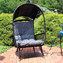 Sunnydaze Shaded Comfort Wicker Outdoor Egg Chair with Legs - 56.5