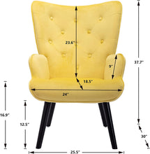 Dolonm Velvet Accent Chair Modern Tufted Button Wingback Vanity Chair with Arms Upholstered Tall Back Desk Chair with Solid Wood Legs for Living Room Bedroom Waiting Room(Teal)