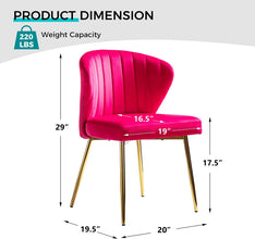 HULALA HOME Velvet Modern Small Armless Accent Chair with Gold Metal Legs, -Yellow