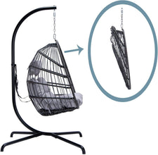 Radiata Foldable Wicker Rattan Hanging Egg Chair with Stand