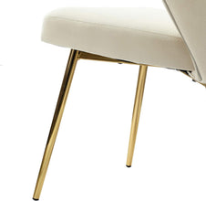 HULALA HOME Velvet Modern Small Armless Accent Chair with Gold Metal Legs, -Yellow