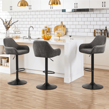 SMILE MART 2pcs Vintage Adjustable PU Leather Bar Stools with Backrest, Grey