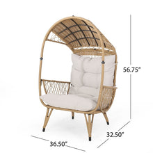 Maurice Outdoor Wicker Standing Basket Chair with Cushion, Light Brown, Beige