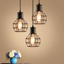 Black Pendant Light Fixtures, Kitchen Light Fixtures, SINGES Edison Metal Caged Vintage Hanging Pendant Fixture for Kitchen Dining Room Bar Hotel, E27 Base