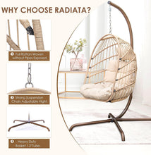 Radiata Foldable Wicker Rattan Hanging Egg Chair with Stand