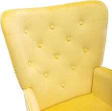 Dolonm Velvet Accent Chair Modern Tufted Button Wingback Vanity Chair with Arms Upholstered Tall Back Desk Chair with Solid Wood Legs for Living Room Bedroom Waiting Room(Teal)
