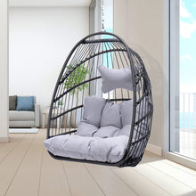 Radiata Foldable Wicker Rattan Hanging Egg Chair with Stand