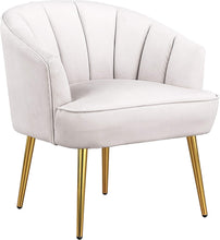 Morden Fort Velvet Barrel Club Chair Accent Armchair with Golden Legs , White