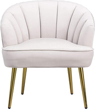 Morden Fort Velvet Barrel Club Chair Accent Armchair with Golden Legs , White