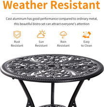 Withniture 3 Pieces Bistro Set Aluminum Outdoor Bistro Table Set, Patio Bistro Sets with Umbrella Hole, Weather Resistant Bistro Table and Chairs Set for Garden Porch Patio Set Furniture, Black