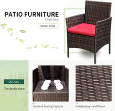 Greesum 3 Pieces Patio Furniture PE Rattan Wicker Chair Conversation Set, Gray and Beige