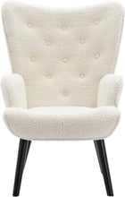 Dolonm Velvet Accent Chair Modern Tufted Button Wingback Vanity Chair with Arms Upholstered Tall Back Desk Chair with Solid Wood Legs for Living Room Bedroom Waiting Room(Teal)