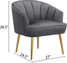 Morden Fort Velvet Barrel Club Chair Accent Armchair with Golden Legs , White