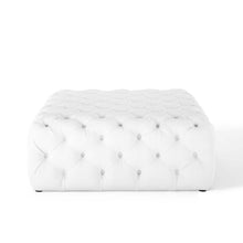 Modway Amour Tufted Button Large Square Faux Leather Ottoman in White