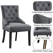 Alden Design Modern Upholstered Fabric Tufted Dining Chairs, Set of 2, Gray