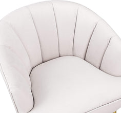 Morden Fort Velvet Barrel Club Chair Accent Armchair with Golden Legs , White