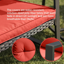 Pyramid Home Decor 3-Piece Rocking Bistro Set - Durable & Stylish Synthetic Wicker Outdoor Furniture - Glass Coffee Table with 2 Chairs for Balcony, Patio & Porch - Black Metal, Soft Gray Cushions