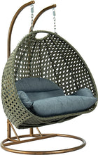 LeisureMod Beige 2 Person Hanging Double Swing/ Rattan Egg Chair