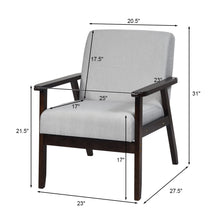 Gymax Fabric Armchair Wooden Upholstered Accent Chair Home Office Light Gray