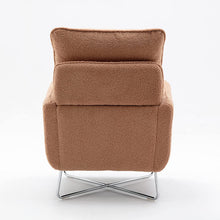 Merax Espresso Modern Comfortable Upholstered Accent Chair with Lumbar Cushion,Teddy Velvet Reading Armchair