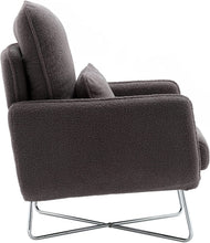 Merax Espresso Modern Comfortable Upholstered Accent Chair with Lumbar Cushion,Teddy Velvet Reading Armchair
