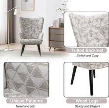 Dolonm Velvet Accent Chair Modern Tufted Button Wingback Vanity Chair with Arms Upholstered Tall Back Desk Chair with Solid Wood Legs for Living Room Bedroom Waiting Room(Teal)