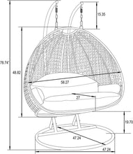 LeisureMod Beige 2 Person Hanging Double Swing/ Rattan Egg Chair