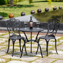 Withniture 3 Pieces Bistro Set Aluminum Outdoor Bistro Table Set, Patio Bistro Sets with Umbrella Hole, Weather Resistant Bistro Table and Chairs Set for Garden Porch Patio Set Furniture, Black