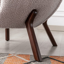 Merax Blush Modern Cute Plush Sherpa Accent Chair with Wood Legs Tufted Wingback Living Room Armchair