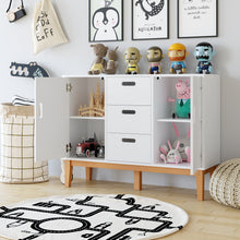 Homfa Console Cabinet for Dining Room, Sideboard Buffet Cabinet with 2 Doors and 3 Drawers , White and Natural