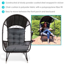 Sunnydaze Shaded Comfort Wicker Outdoor Egg Chair with Legs - 56.5