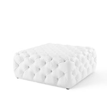 Modway Amour Tufted Button Large Square Faux Leather Ottoman in White